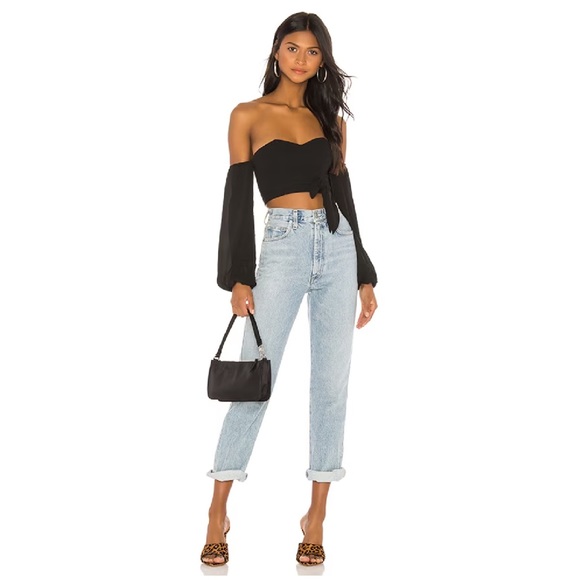 Superdown Maya Cropped Long Sleeve Top XS Preowned - Picture 11 of 11